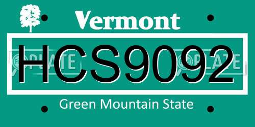 HCS9092 Vermont License Plate