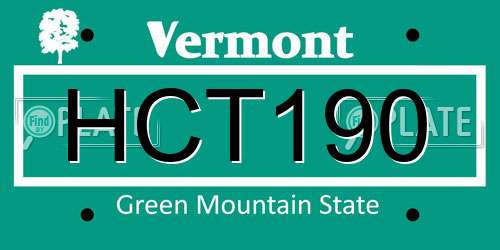 HCT190 Vermont License Plate