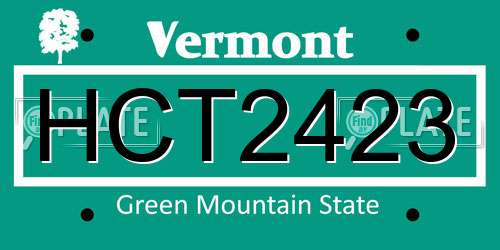 HCT2423 Vermont License Plate
