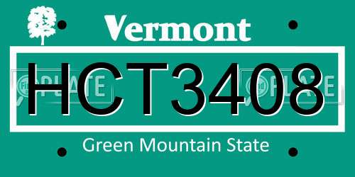 HCT3408 Vermont License Plate