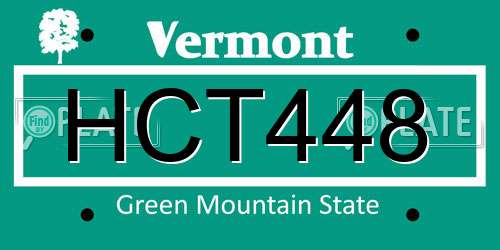 HCT448 Vermont License Plate