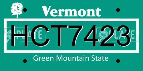 HCT7423 Vermont License Plate