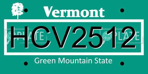 HCV2512 Vermont License Plate