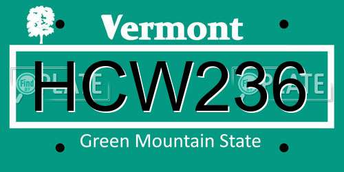 HCW236 Vermont License Plate
