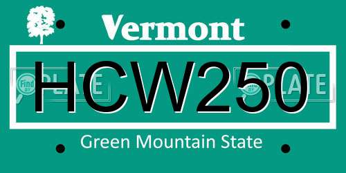 HCW250 Vermont License Plate