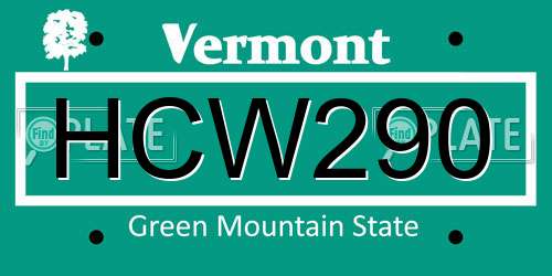 HCW290 Vermont License Plate