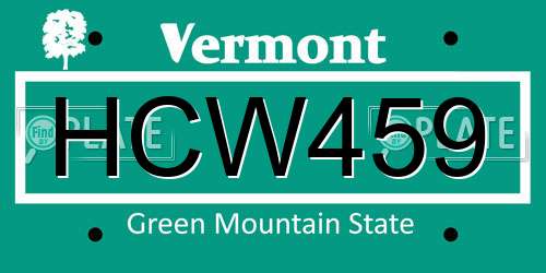 HCW459 Vermont License Plate