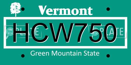 HCW750 Vermont License Plate