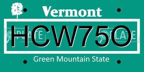 HCW75O Vermont License Plate