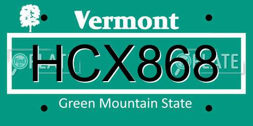 HCX868 Vermont License Plate