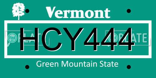 HCY444 Vermont License Plate