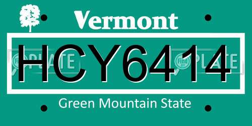 HCY6414 Vermont License Plate