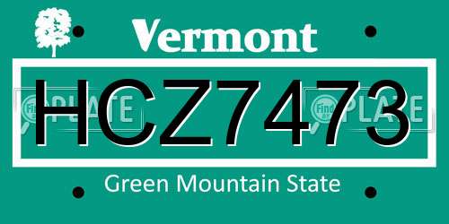 HCZ7473 Vermont License Plate