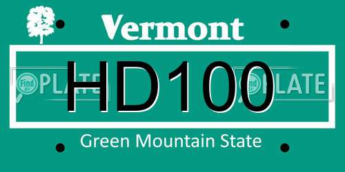 HD100 Vermont License Plate