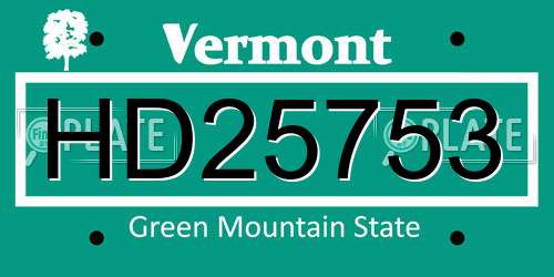 HD25753 Vermont License Plate