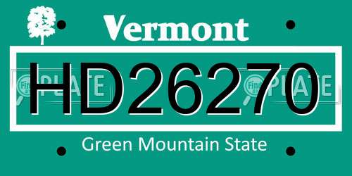 HD26270 Vermont License Plate