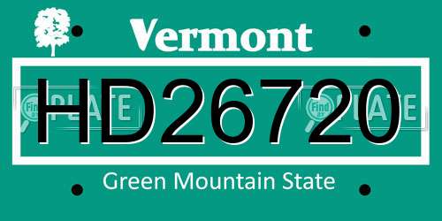 HD26720 Vermont License Plate