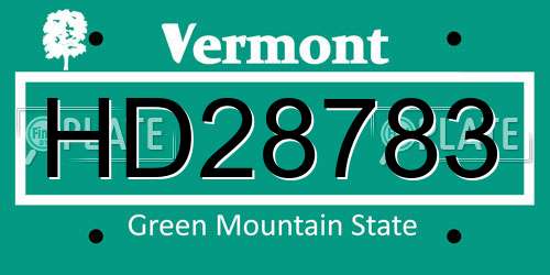 HD28783 Vermont License Plate