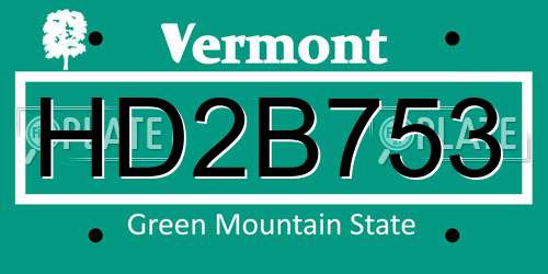 HD2B753 Vermont License Plate