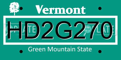 HD2G270 Vermont License Plate