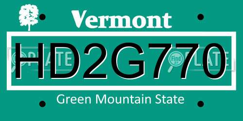 HD2G770 Vermont License Plate