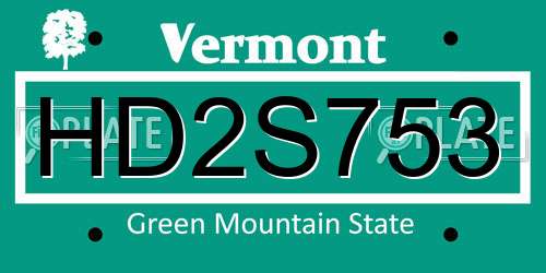 HD2S753 Vermont License Plate
