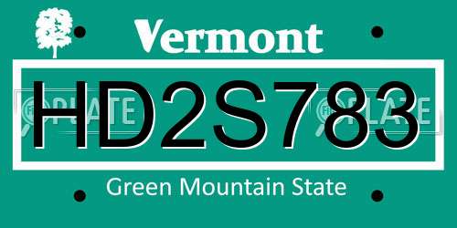 HD2S783 Vermont License Plate