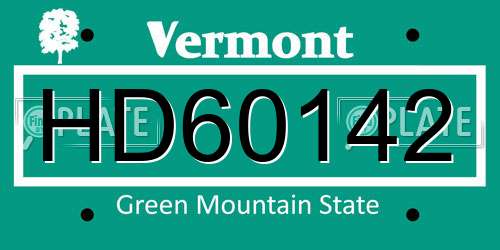 HD60142 Vermont License Plate