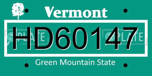 HD60147 Vermont License Plate