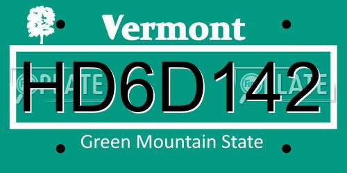 HD6D142 Vermont License Plate