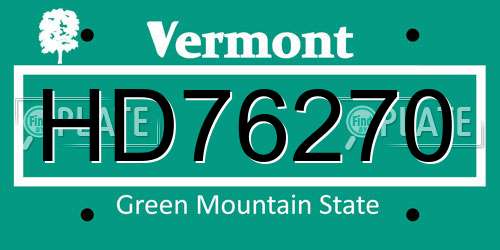 HD76270 Vermont License Plate