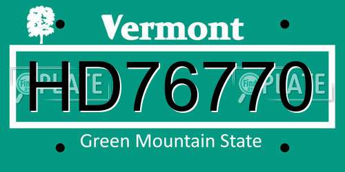 HD76770 Vermont License Plate