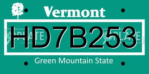 HD7B253 Vermont License Plate