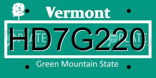 HD7G220 Vermont License Plate