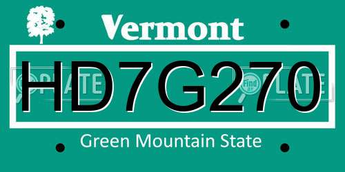HD7G270 Vermont License Plate
