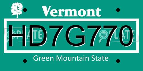 HD7G770 Vermont License Plate