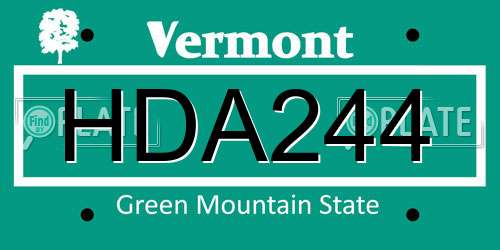 HDA244 Vermont License Plate