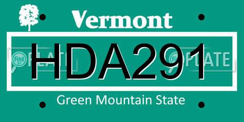 HDA291 Vermont License Plate