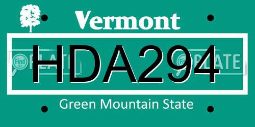 HDA294 Vermont License Plate