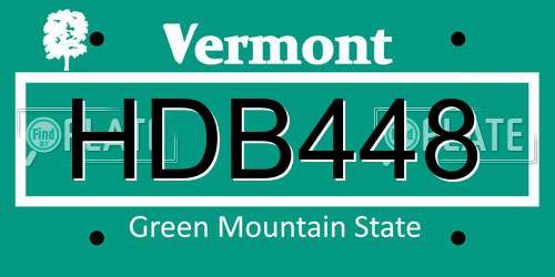 HDB448 Vermont License Plate