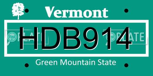 HDB914 Vermont License Plate