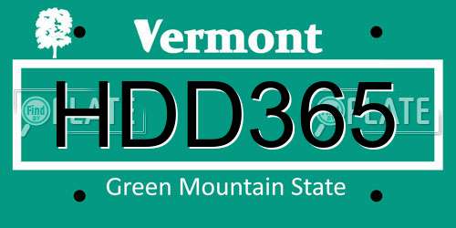 HDD365 Vermont License Plate