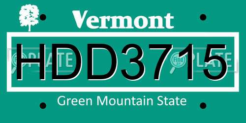 HDD3715 Vermont License Plate