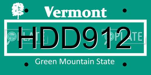 HDD912 Vermont License Plate