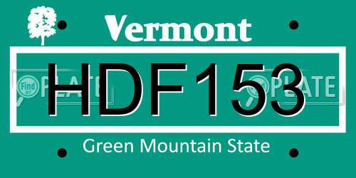 HDF153 Vermont License Plate