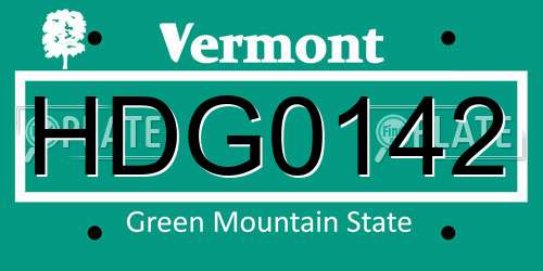 HDG0142 Vermont License Plate