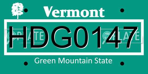 HDG0147 Vermont License Plate