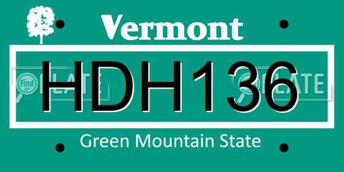 HDH136 Vermont License Plate