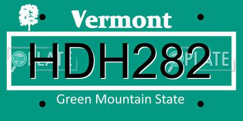HDH282 Vermont License Plate