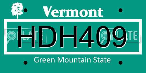 HDH409 Vermont License Plate